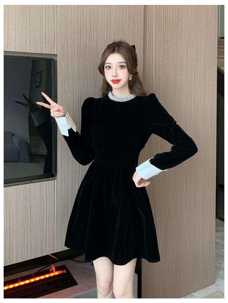 【dress】ビジュードッキングワンピース　M28245
