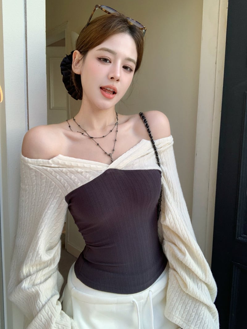 【tops】ドッキングニットトップス　M28440
