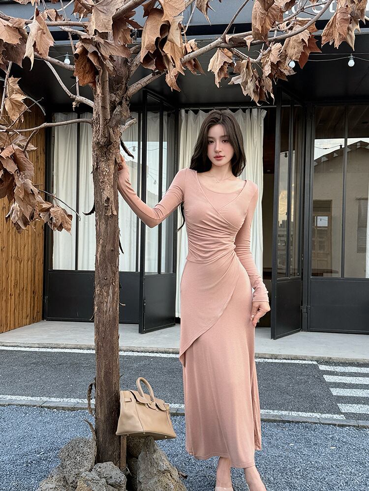 【dress】クロスデザインロングワンピース Q6908