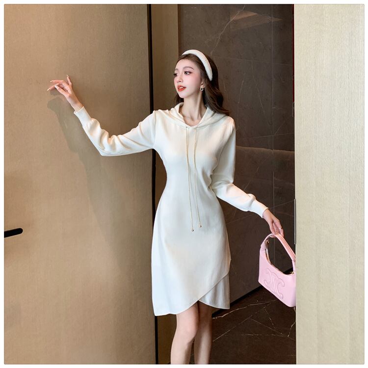 【dress】フード付きニットワンピース　M18536