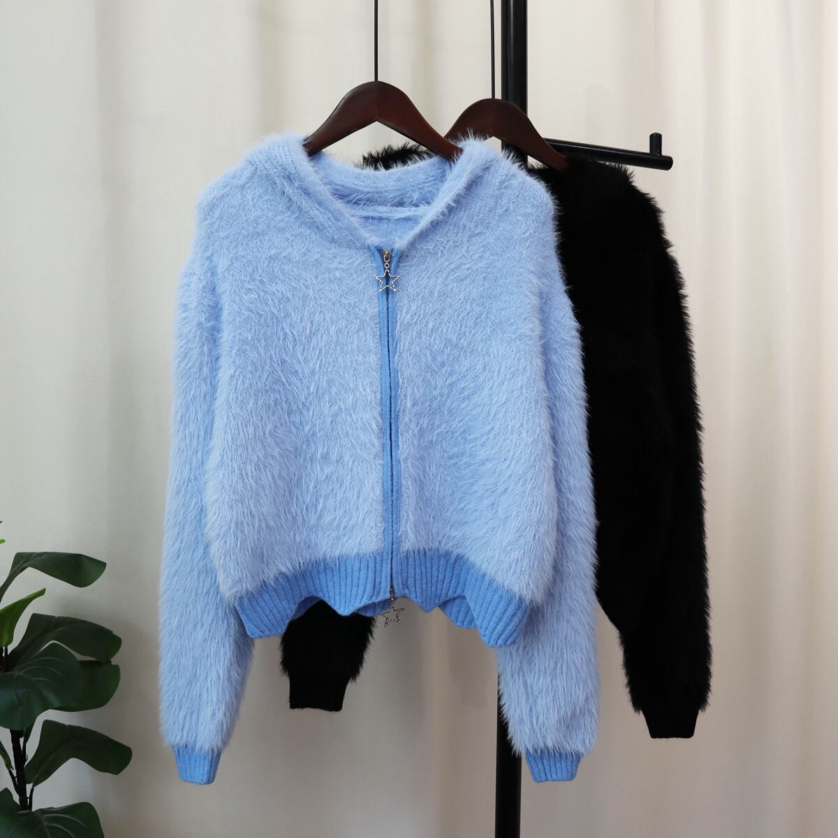 【outer】シャギーファスナーニットカーデ　M18614