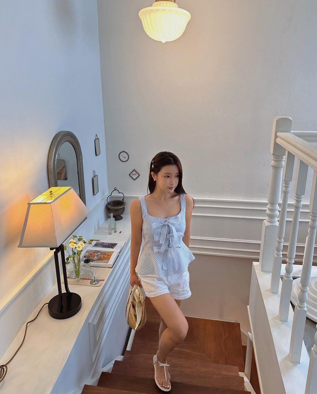 【tops】リボンストライプ柄キャミソールG20097