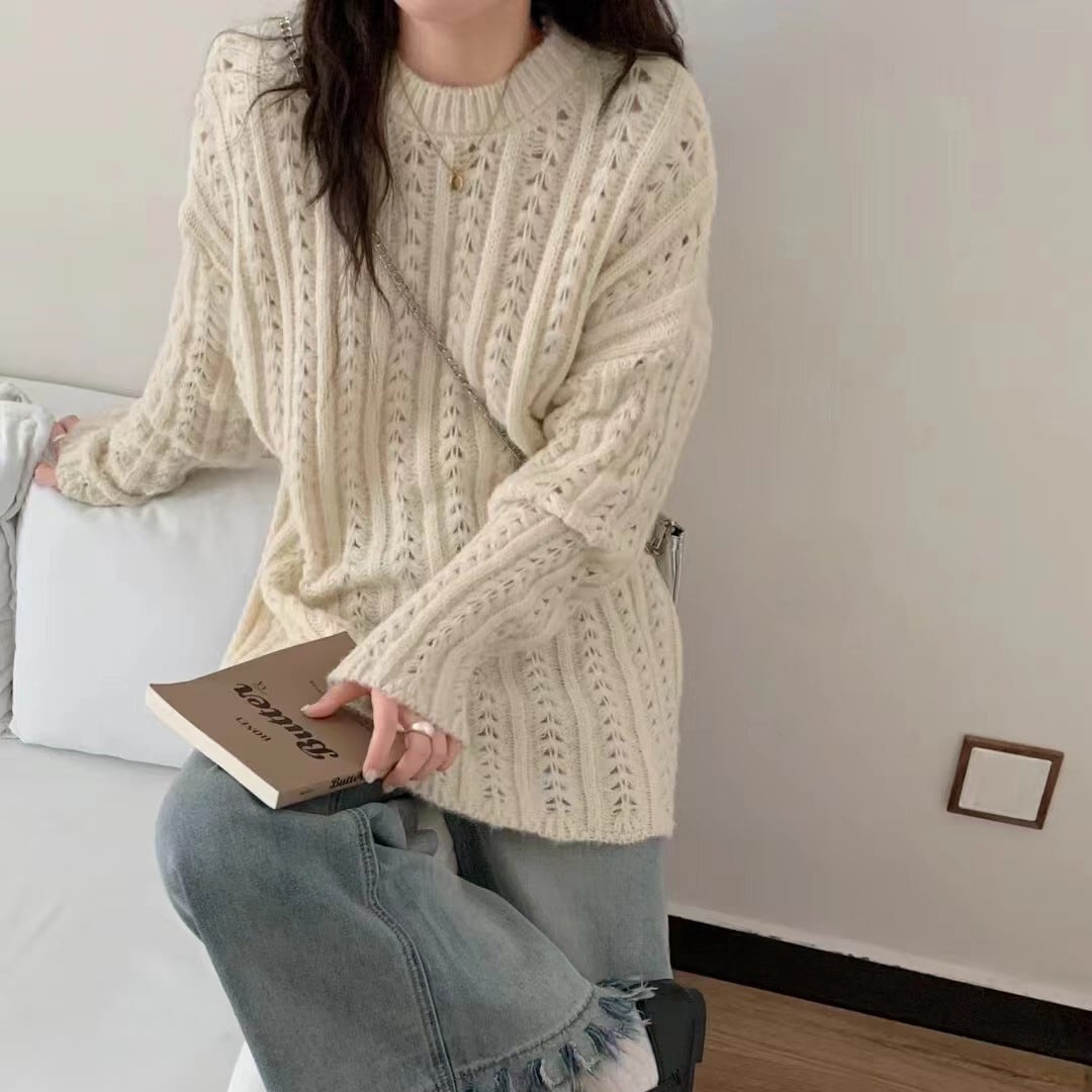 【tops】カットワークニットセーター　M26279