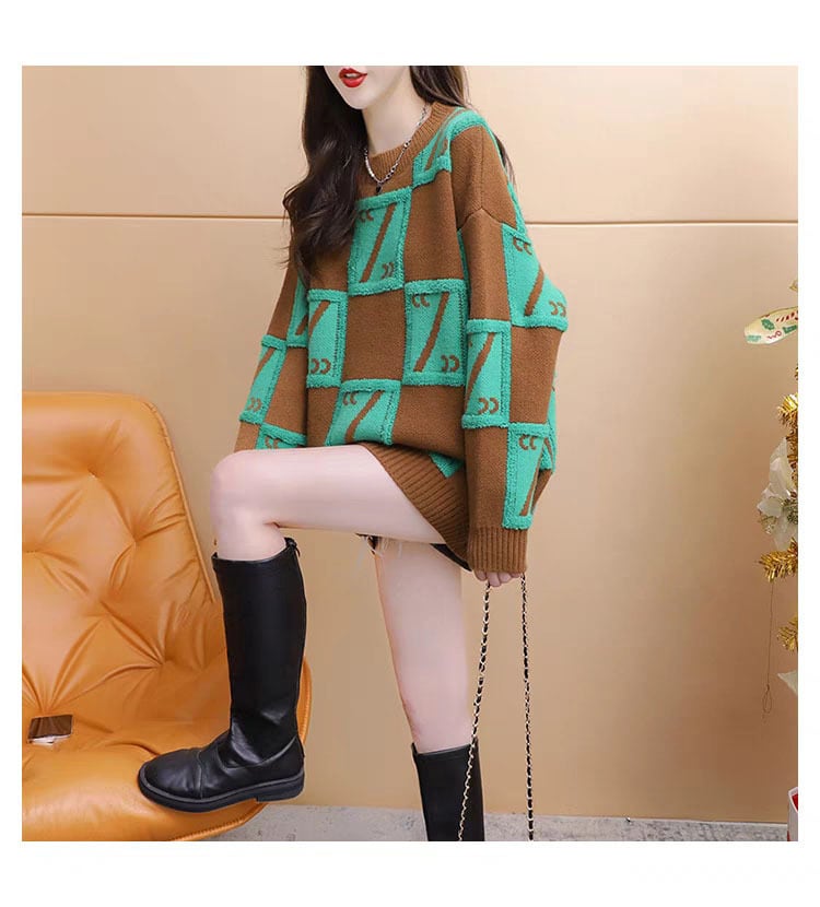 【tops】配色切り替えニットセーター　M29165