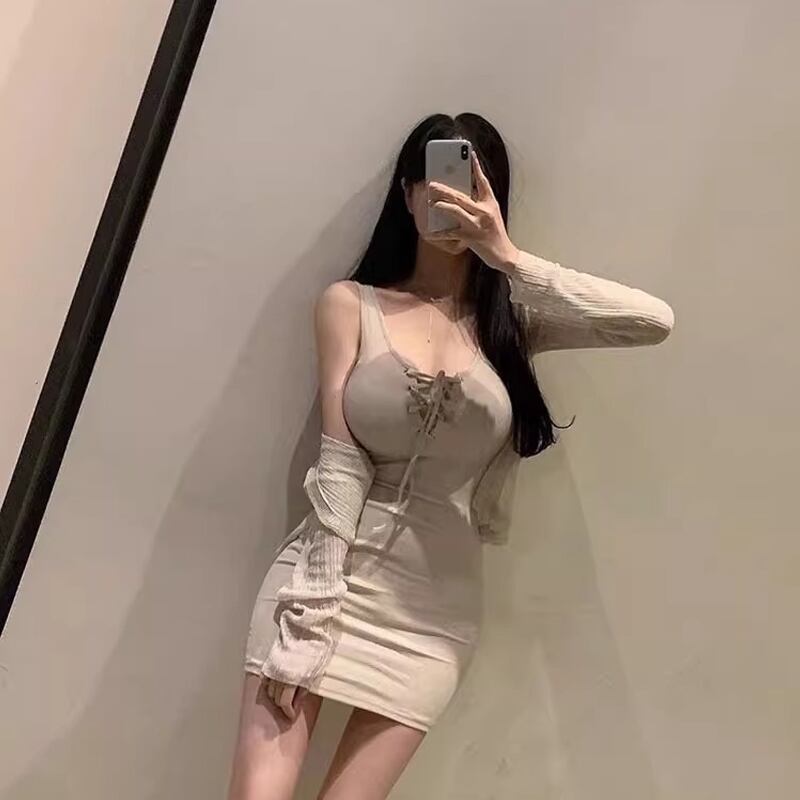 【dress】タイトニットキャミワンピース Q7756