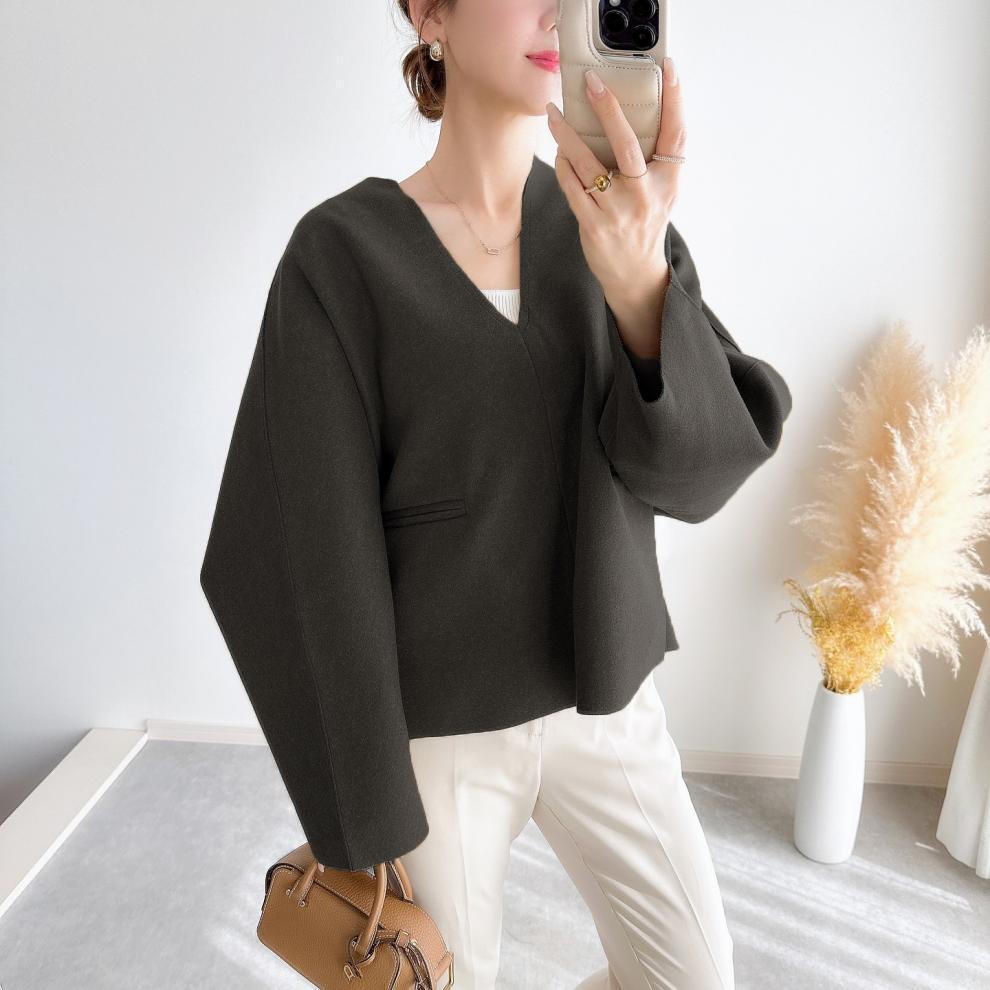 【outer】Vネックショートコート　M27290