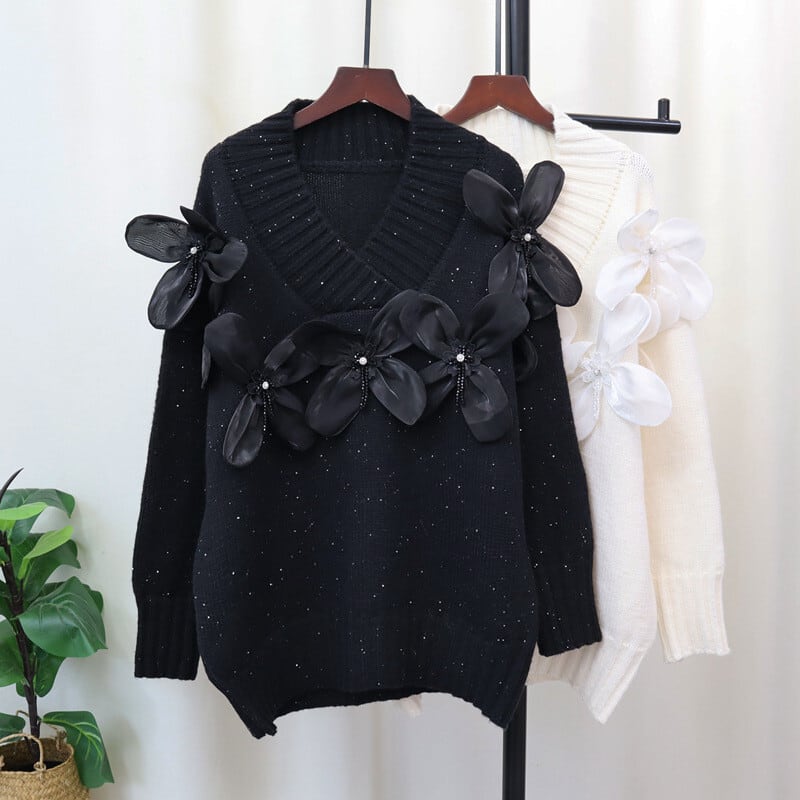 【tops】立体フラワーニットセーター　M27590