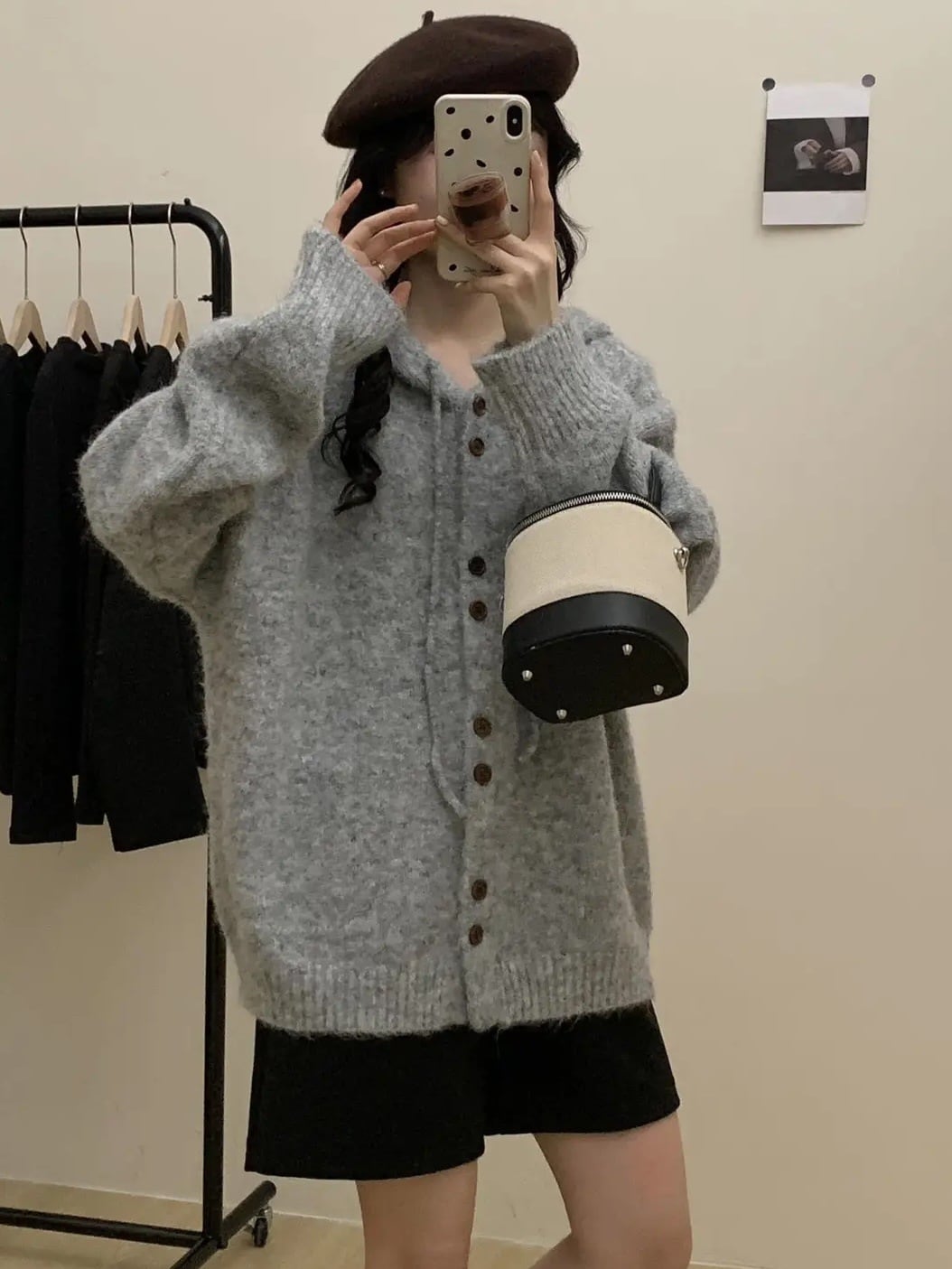 【outer】フード付きニットカーデ　M25792