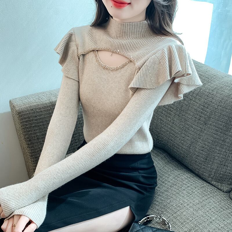 【tops】フリルニットトップス　M18859