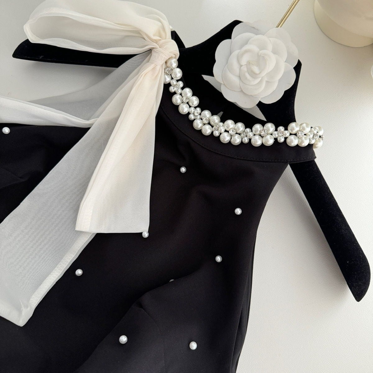 【dress】ノースリーブパールビジューワンピース　M24422