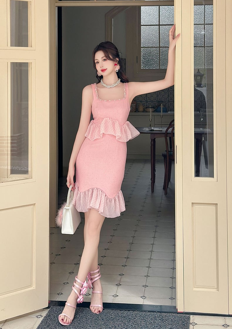 【dress】ビジューフリルキャミワンピース　M23991