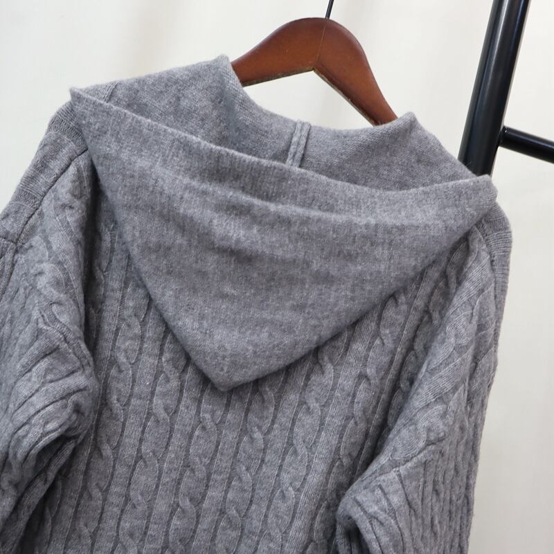 【tops】フード付きニットセーター　M27396