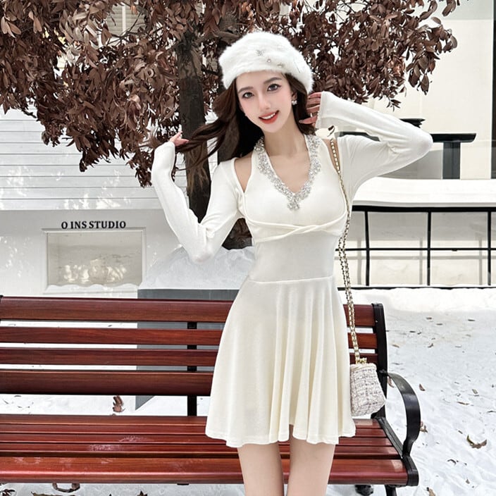 【dress】ビジューデートワンピース　M27418