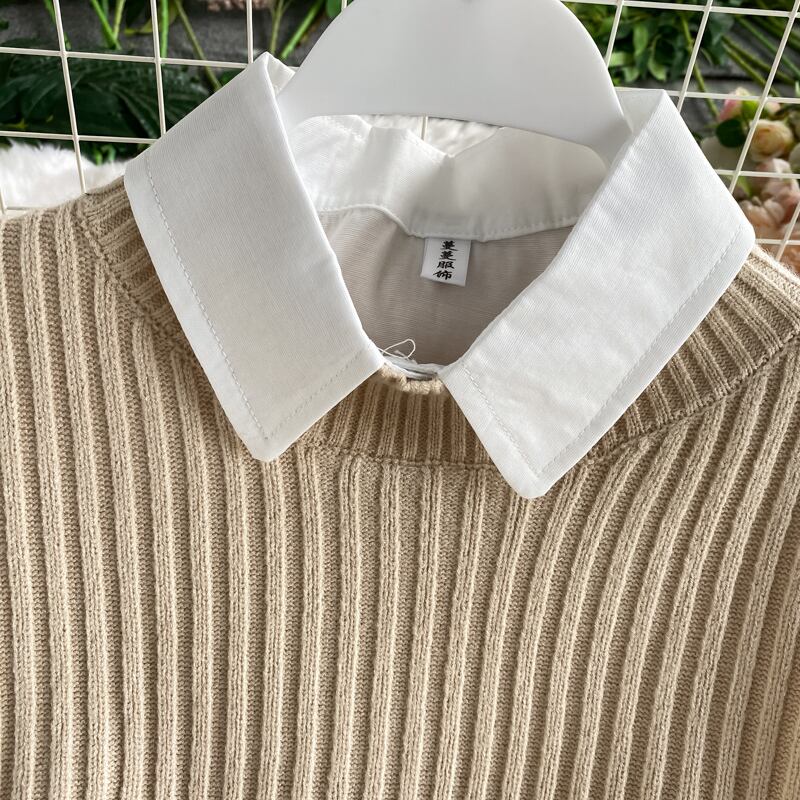 【set】好感度UP!気質満点レトロ韓国系着痩せニットベスト+シャツ２点セット G1682