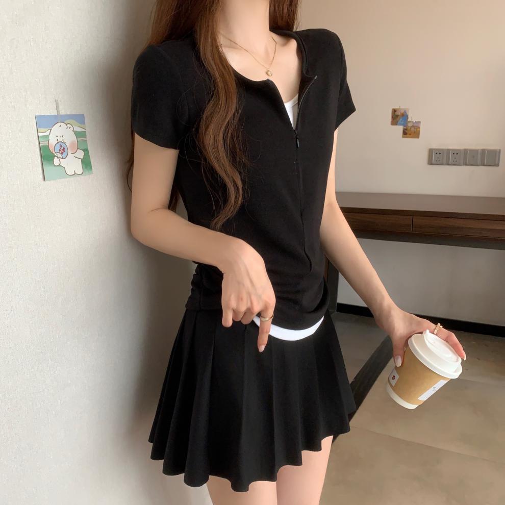 【tops】偽二つ切り替えTシャツG21042