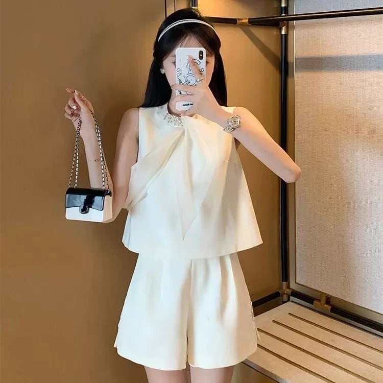 【set】ボウタイタンクトップ+ショートパンツ2点セットF7306