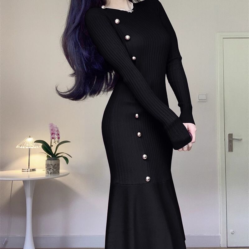 【dress】ニットマーメイドワンピース Q7288