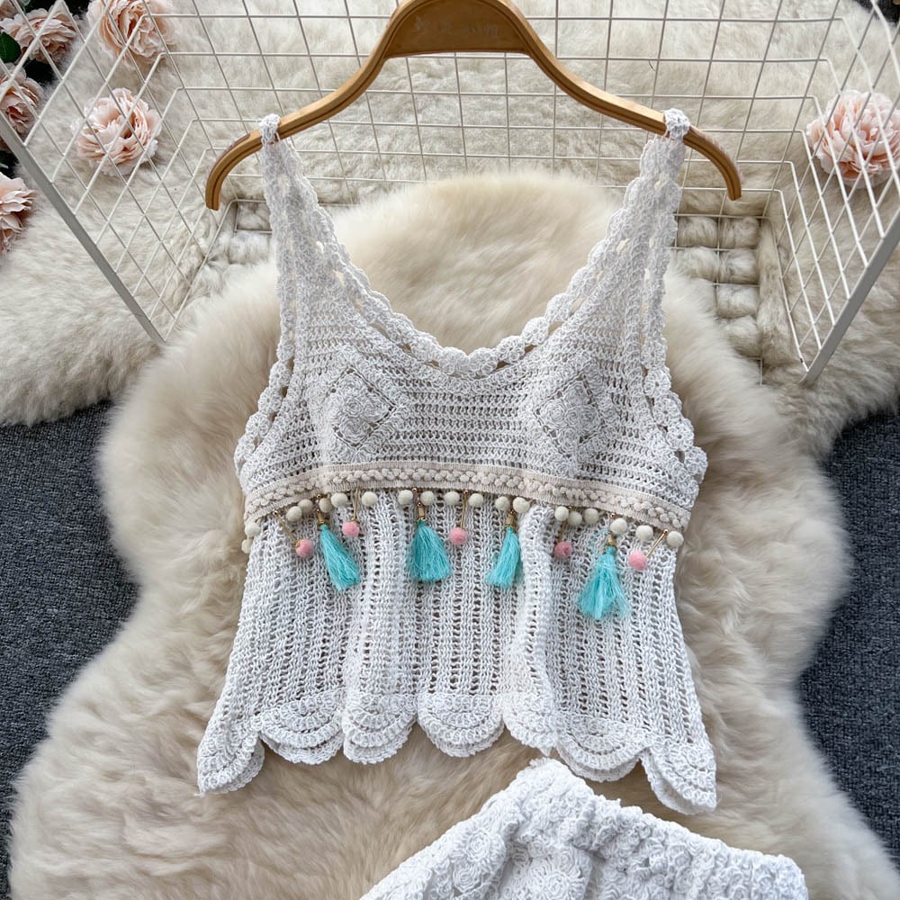 【set】キャミソール+スカート透かし彫り2点セットF7518