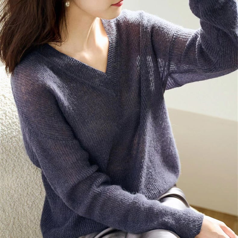 【tops】Vネック無地ニットセーターG20318