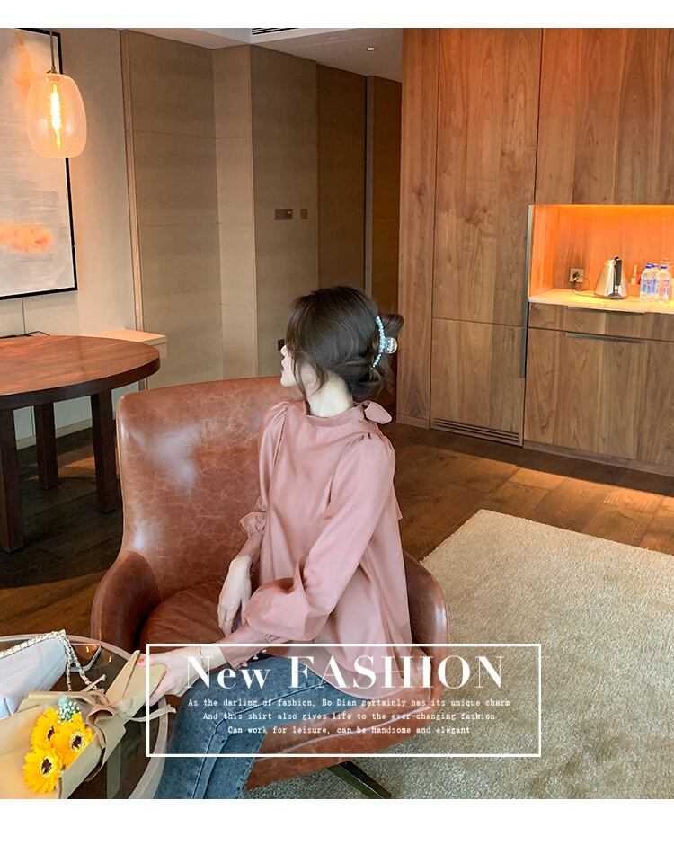 【tops】美人度アップ!ファッション韓国系スウィートシフォン長袖洋気シャツ G1480