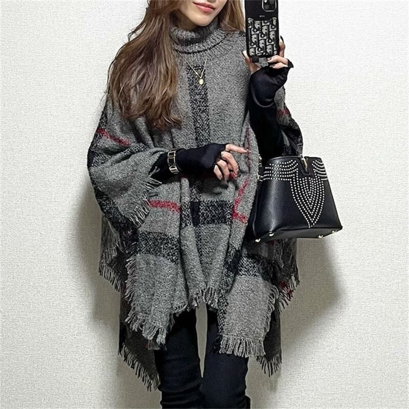 【tops】ハイネックケープニットセーター　M18451