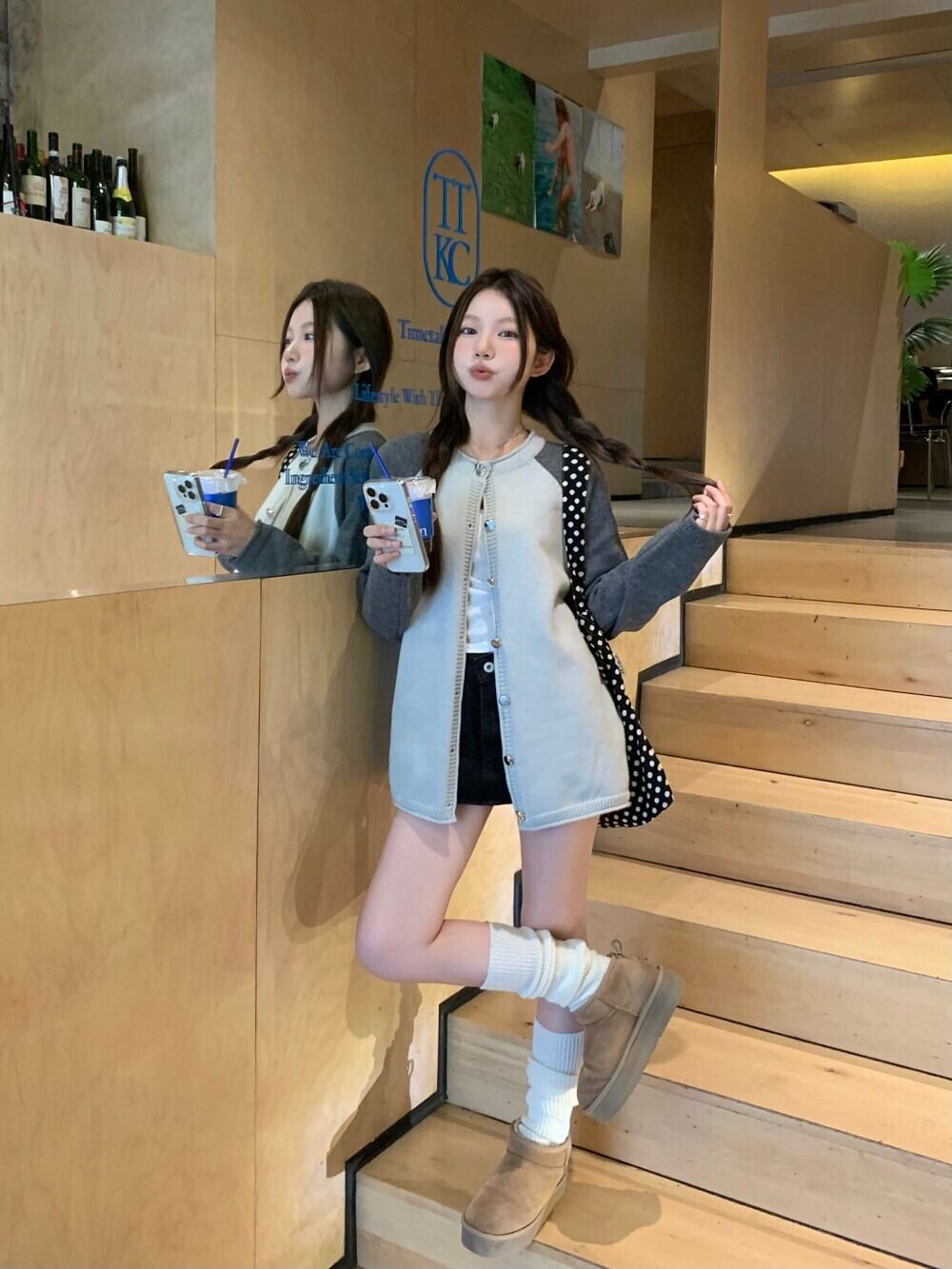 【outer】配色ニットカーデ　M28796