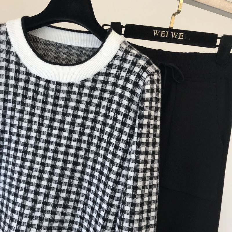 【set】着心地良い気質満点レトロINS風ルーズニットトップス+パンツ２点セット G3138