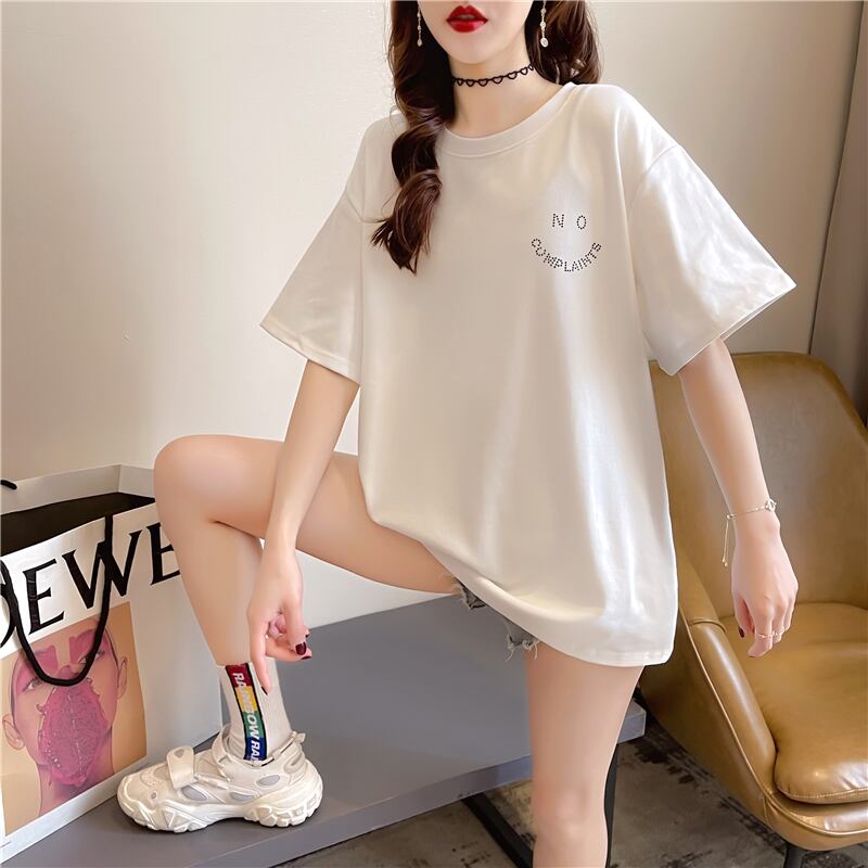 【tops】オシャレ度満点〜ラウンドネック半袖英字柄ファッションゆったり着回しTシャツ