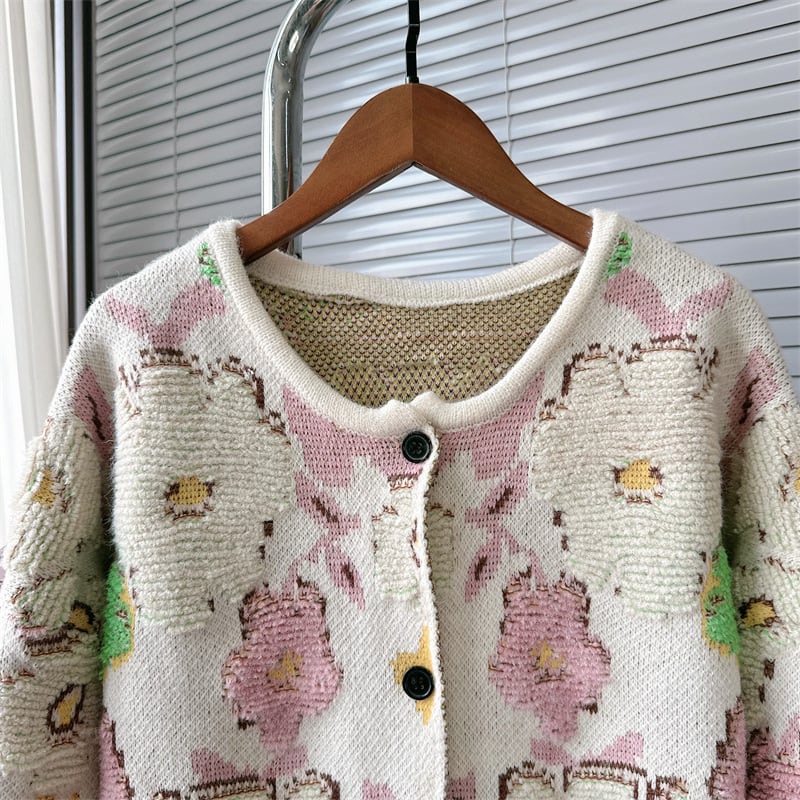 【outer】プリントニットカーデ　M26376