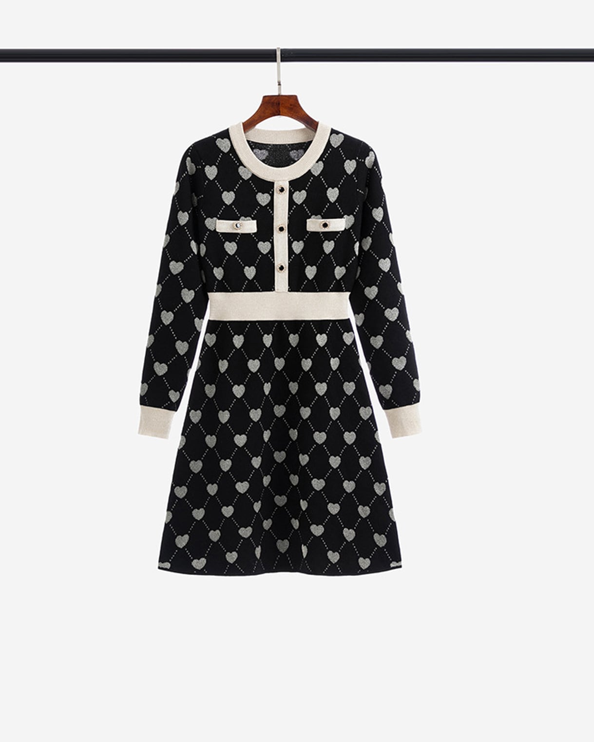 【dress】ハート柄ニットワンピース Q7296