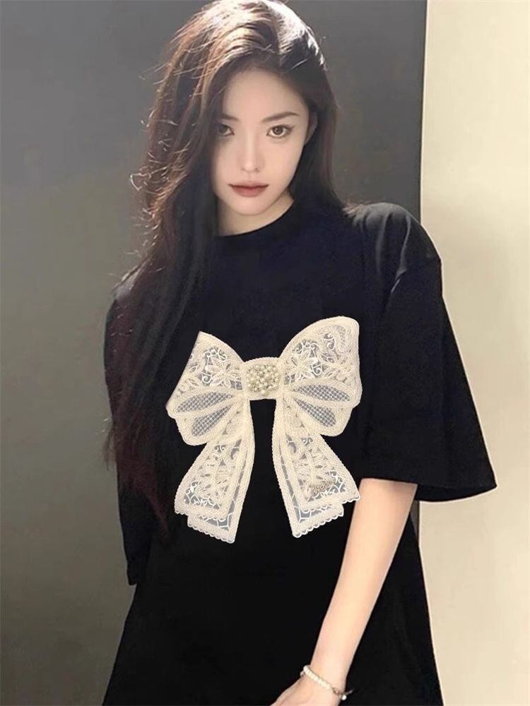 【tops】長袖リボンＴシャツF7069