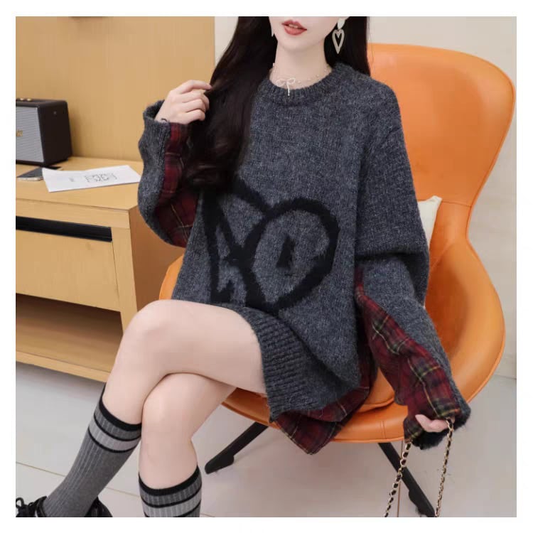 【tops】切り替えニットセーター　M27617
