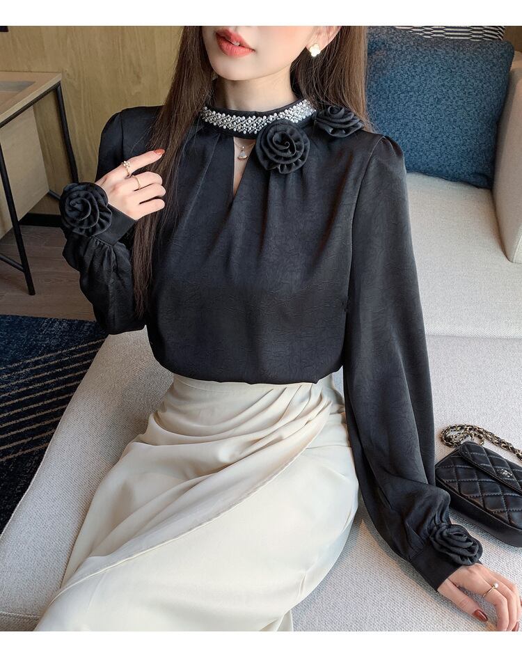 【tops】立体フラワーシャツトップス　M28972