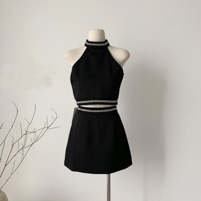 【set】ファスナーＴシャツ+スカート2点セットF7280