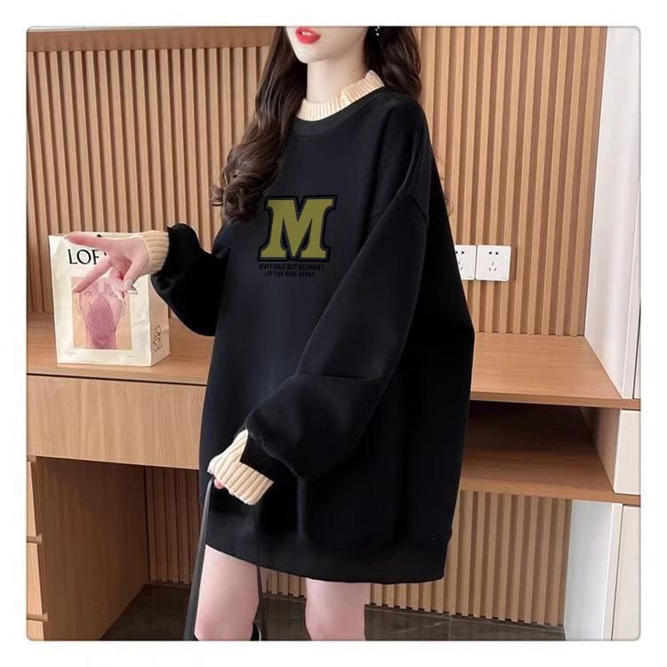 【tops】裹起毛プリントプルオーバー　M28809