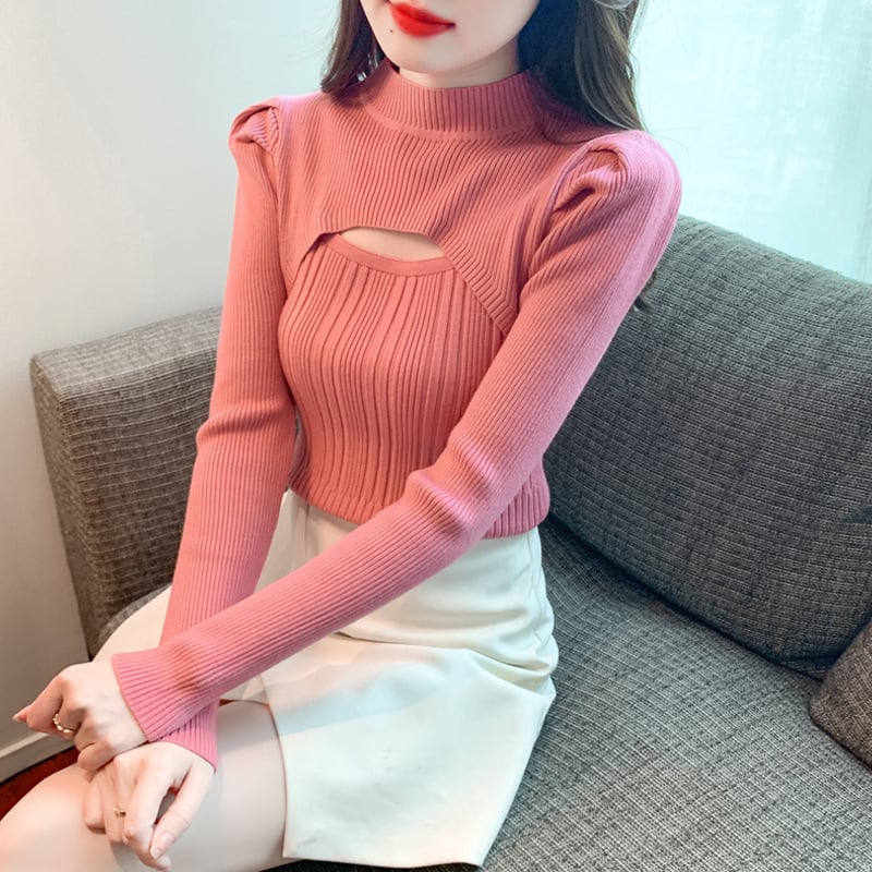 【tops】カットワークニットトップス　M26209