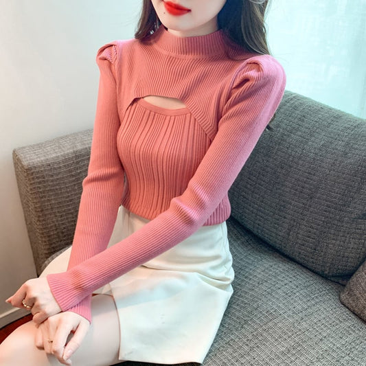 【tops】カットワークニットトップス　M26209