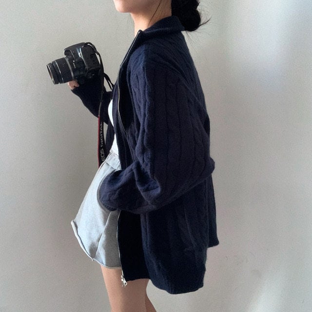 【outer】ファスナーニットカーデ　M26046