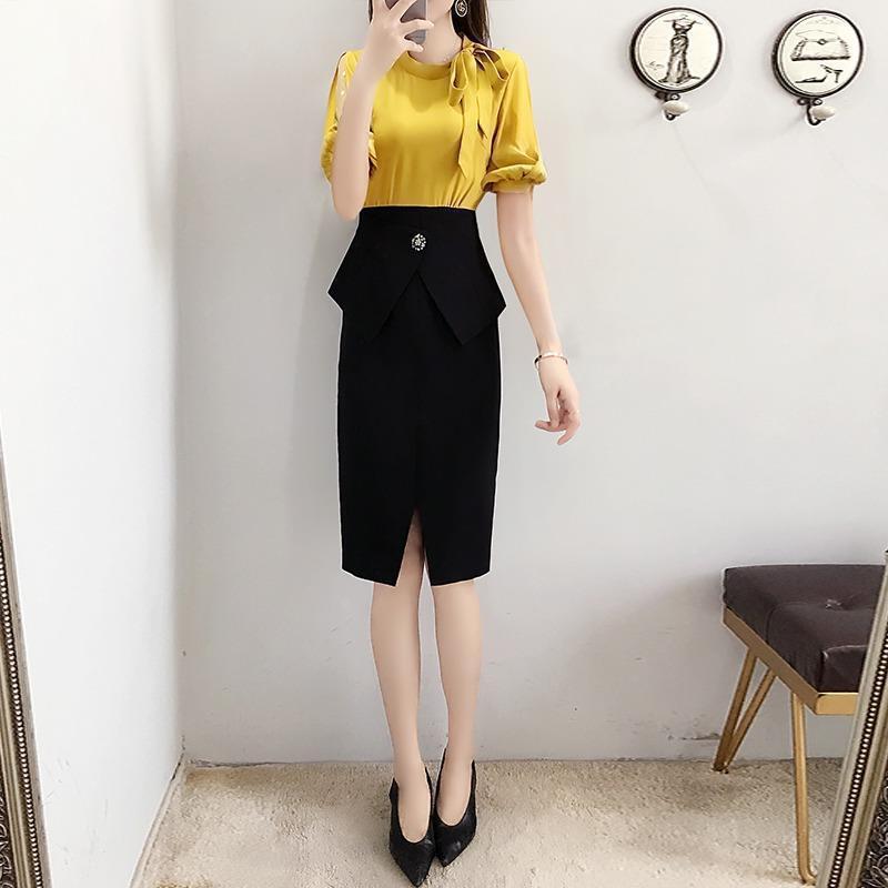 【dress】OL、通勤切り替えワンピース　M26585