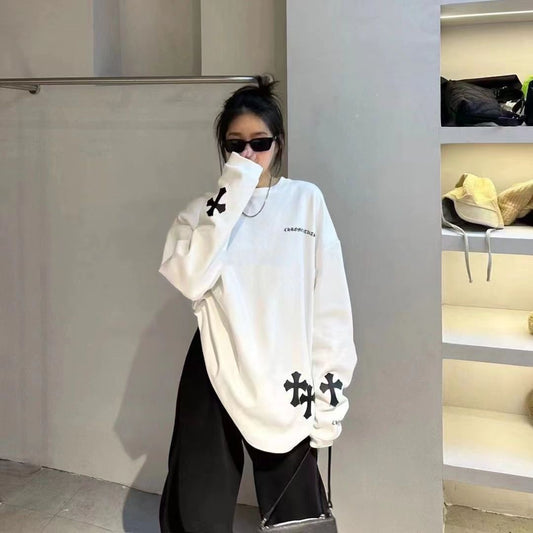 【tops】ラウンドネック長袖パーカーF8028