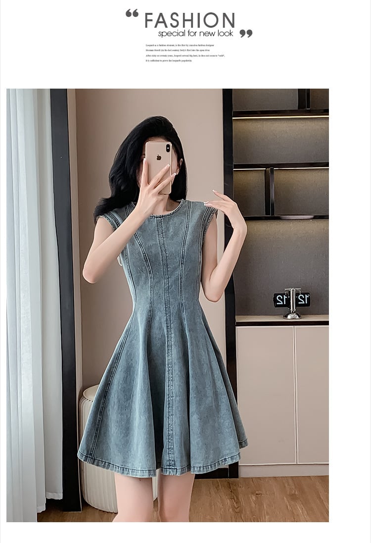 【dress】ノースリーブデニムワンピース　M24565