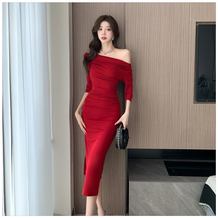 【dress】フェミニンスリットワンピース G21277