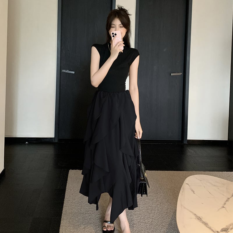 【dress】不規則 イレギュラードッキングワンピース　M23909