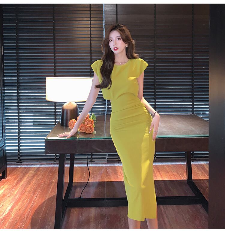 【dress】人気を獲得フランス風気質満点デザイン透かし彫り着痩せスリットタイトワンピース G8676