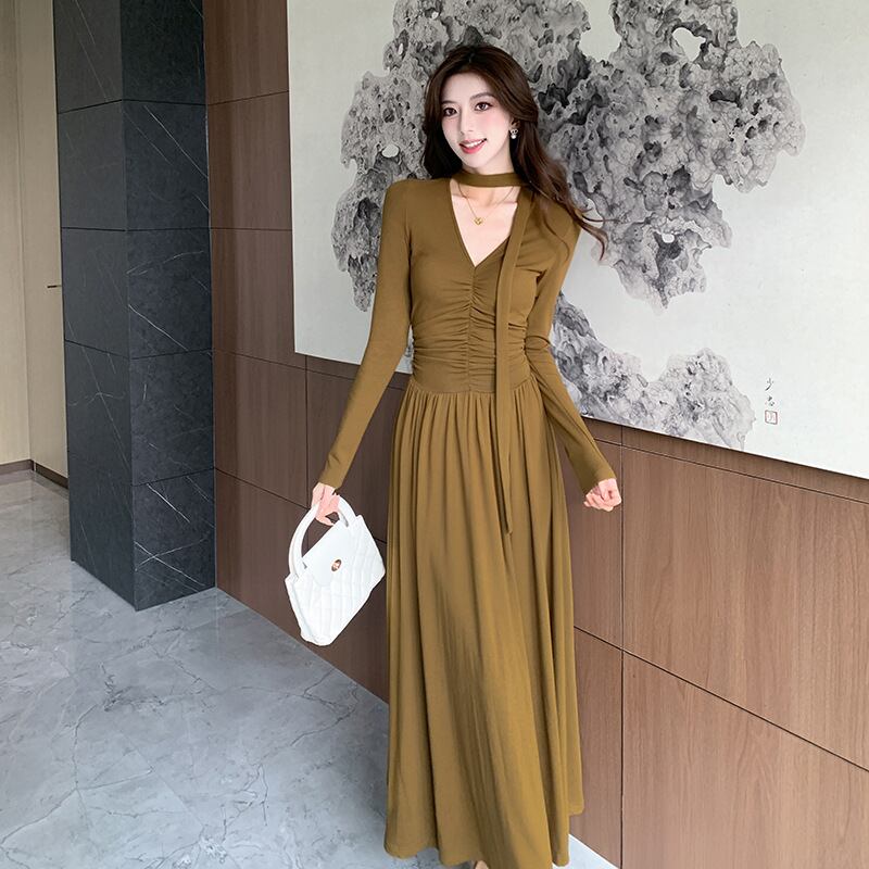 【dress】チョーカー付Vネックワンピース　M28249