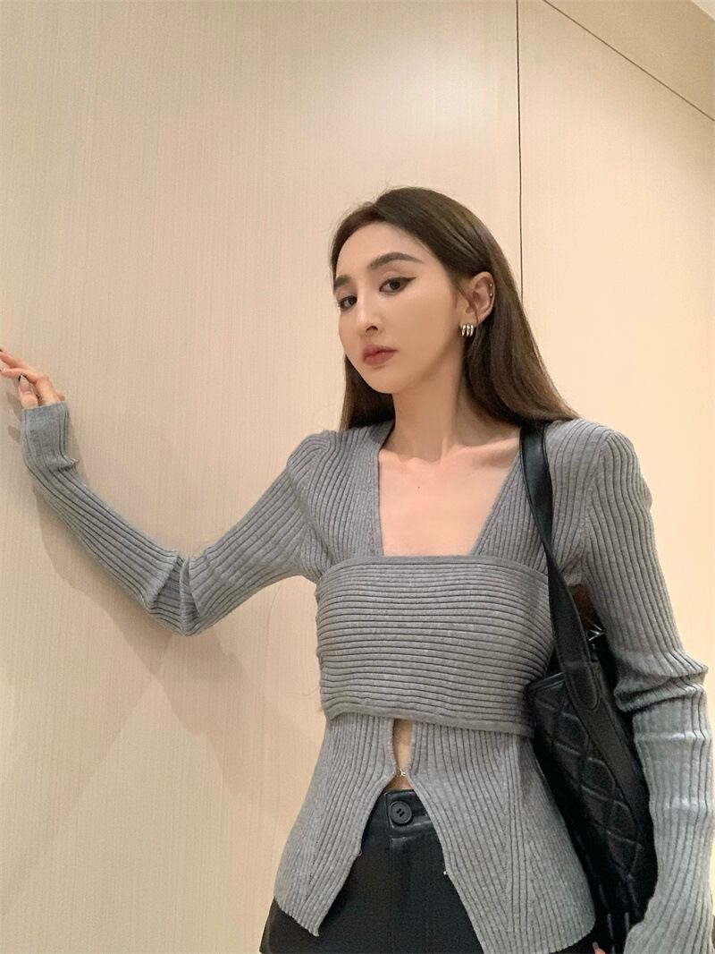 【set】ニットベアトップ×ニットトップスセット　M28095