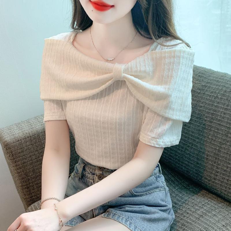 【tops】ボウタイ半袖ブラウスF7452