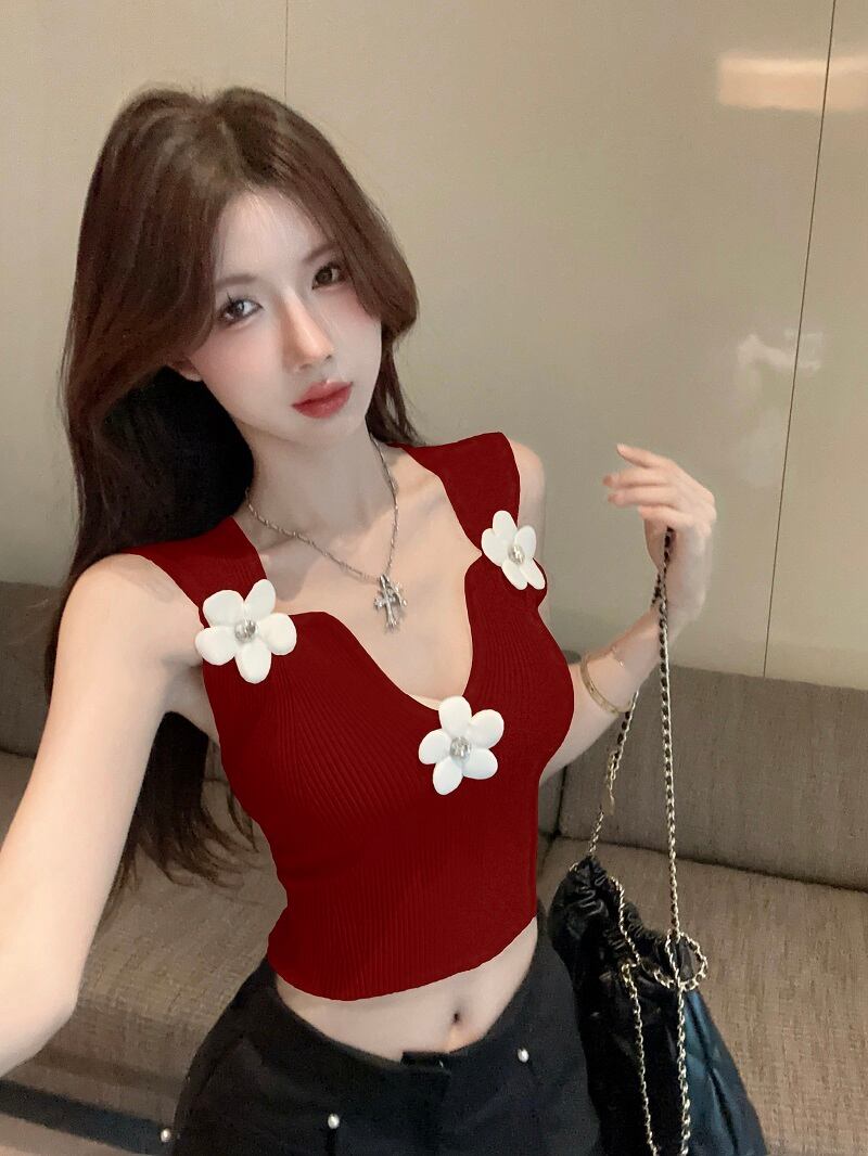 【tops】ニットノースリーブトップス　M30097