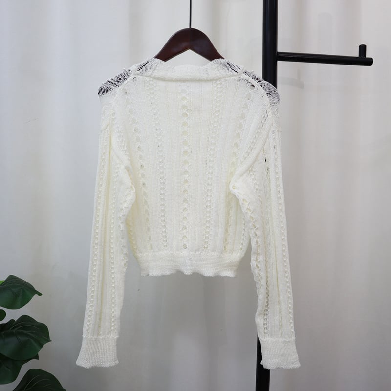 【outer】カットワークニットカーデ　M25765