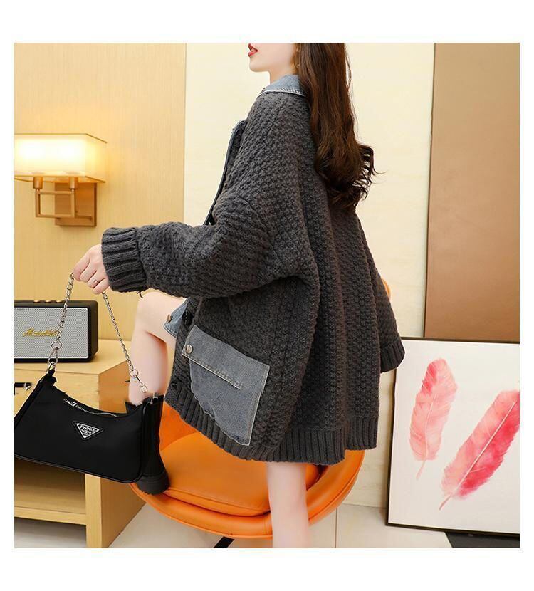 【outer】デニム切り替えニットカーデ　M29156